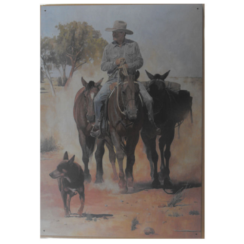 Blechschild Aussie Stockman with Packhorses