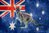 Grusskarte Kangaroo mit Fahne