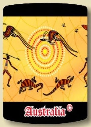 Stubby Holder Ureinwohnermotiv gelb Kangaroos+Goannas