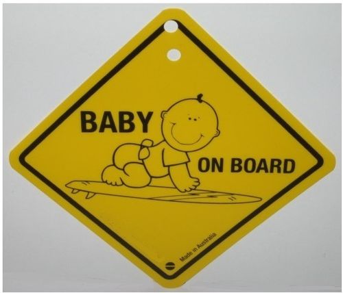 Warnschild Baby on Board Surfboard (mit Saugnapf) ca. 12 x 12cm