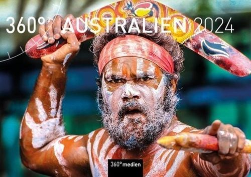 Australien Kalender 2024 ca. 30x21cm Aboriginal Boomerang 360°