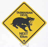 Magnet Warnschild Tasmanischer Teufel / Devil