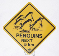 Magnet Warnschild Penguins ca. 5x5cm