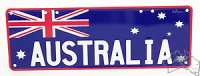 Fahne + Australia Nummernschild Blechschild 37 x 13 cm