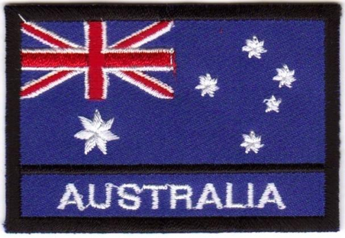 Aufnäher Australien-Fahne mit "Australia" ca. 7x4cm