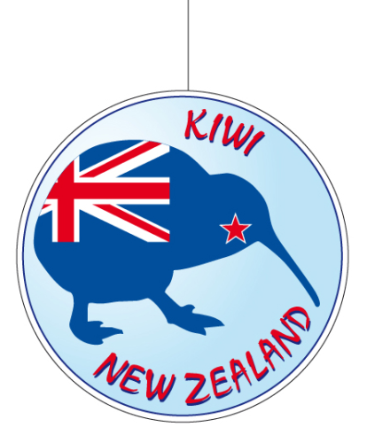 Fahnenhänger rund mit Kiwi  klein (NZ)