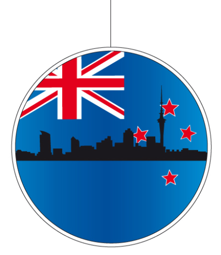 Fahnenhänger rund mit NZ-Skyline (NZ)