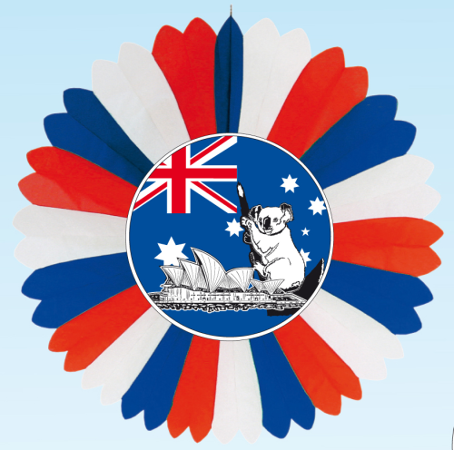 Fahnenrosette Australien mit Koala und Oper doppelseitig