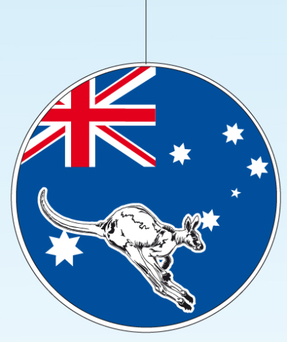 Fahnenhänger Australien rund mit Känguruh