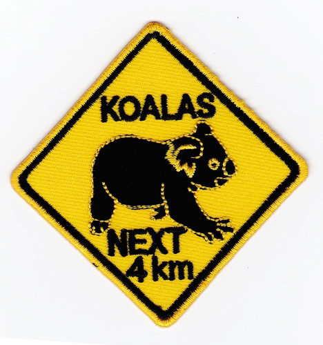Aufnäher Warnschild Koala ca.5x5cm