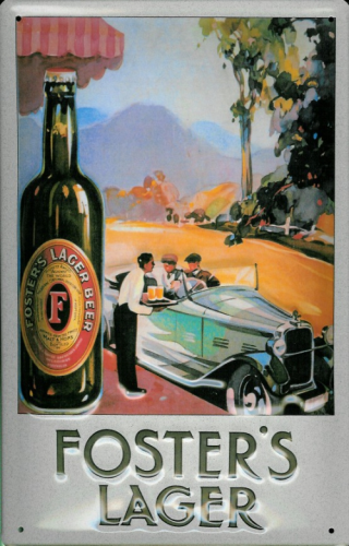 Blechschild Foster's Lager  Auto ca. 33x47cm