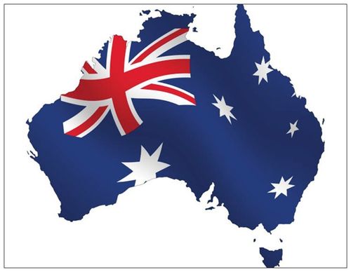 Fahnen-Magnet Australien-Umriss ca. 14x10,5cm