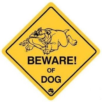 Warnschild Beware! of Dog - Gross