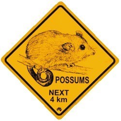Warnschild Possums next 4 km