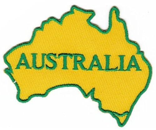 Aufnäher Australien-Umriss grün-gold ca. 8x7,5cm