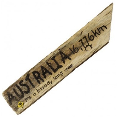 Holzschild Australia 16,776km