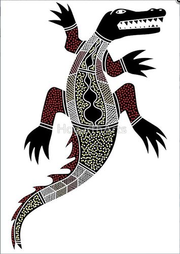 Grusskarte Krokodil Aboriginal Art