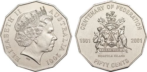 50c Münze Australien Federation Norfolk Island 2001