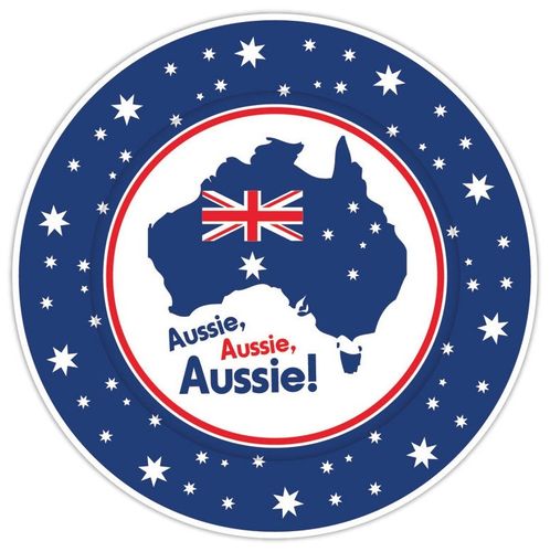 Fahnen-Teller Australien 6 Stk. mit Aussie Aussie Aussie