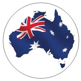 Aufkleber Fahne Australien-Umriss rund ca. 4cm Durchmesser (4er Pkg)