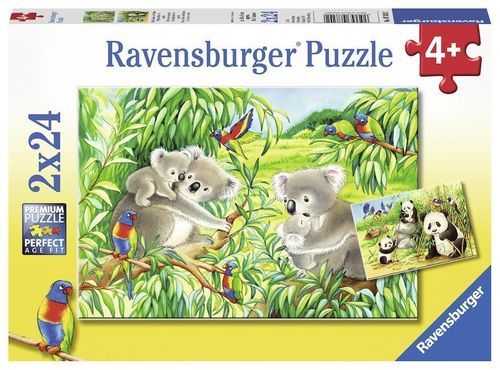 Kinder-Puzzles Süße Koalas &amp; Pandas 2 x 24 Teile ca. 26 x 18 cm