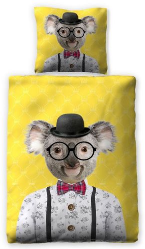 Bettwäsche Koala 135x200 + 80x80 cm mit Brille