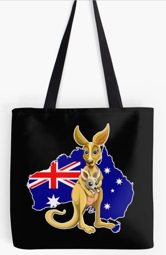 Tragetasche ca. 33x33cm Fahne Australien-Umriss mit Känguru