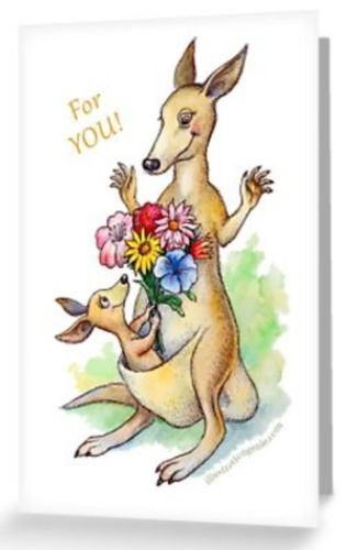 Grusskarte Kangaroo mit Joey For You!