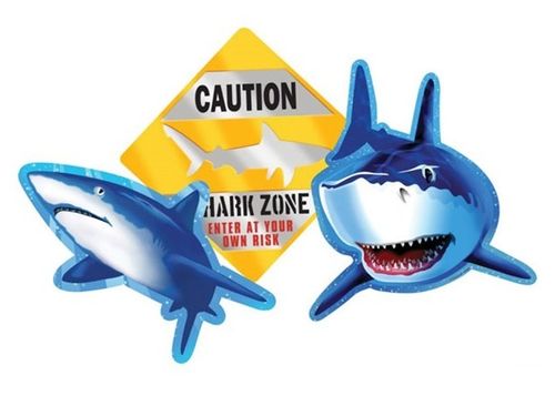 Shark Zone Party Cutouts 3 Stk.
