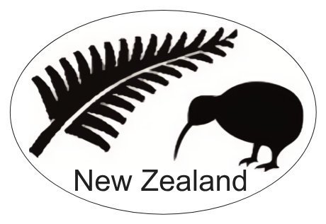 Aufkleber Farn + Kiwi NZ ca. 5 x 7½cm oval