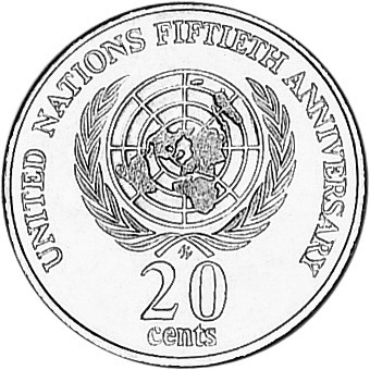 20c Münze Australien United Nations 50th Anniversary 1995