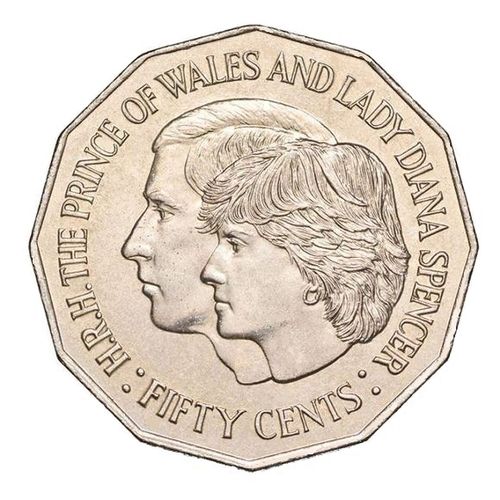 50c Münze Australien Prince of Wales Lady Diana 1981