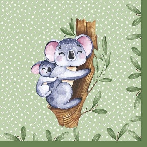 Servietten Koala mit Baby x20 ca. 33x33xm 3-lagig