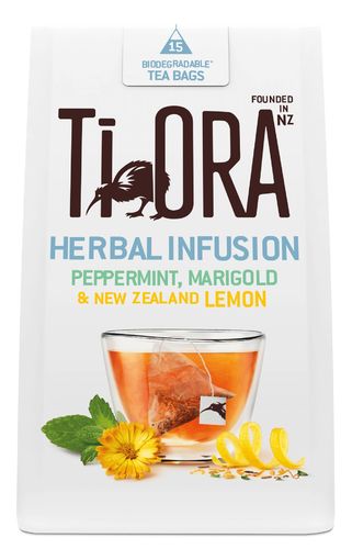 Tee TiOra Herbal Infusion Peppermint Marigold Lemon 27g NZ