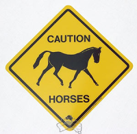 Aufkleber Warnschild Caution Horses ca. 8,5x8,5cm
