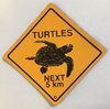 Aufkleber Warnschild Turtles next 5km ca. 8½ x 8½cm