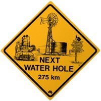 Aufkleber Warnschild Next Waterhole ca. 8,5x8,5cm