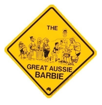 Aufkleber Warnschild The Great Aussie Barbie ca. 8½x8½cm