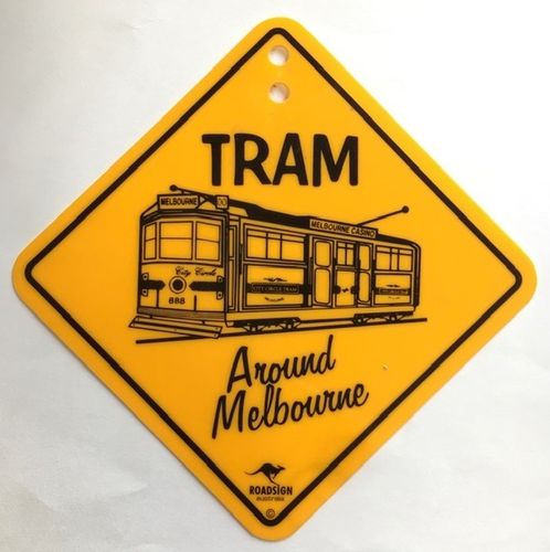 Warnschild Tram around Melbourne (mit Saugnapf) ca. 12 x 12cm