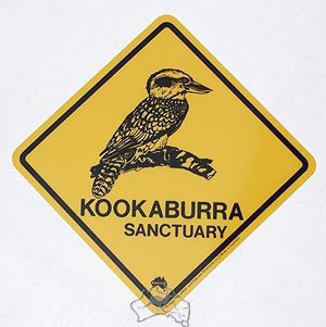 Aufkleber Warnschild Kookaburra ca. 8½ x 8½cm