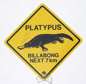 Aufkleber Warnschild Schnabeltier / Platypus ca. ca. 8½ x 8½cm