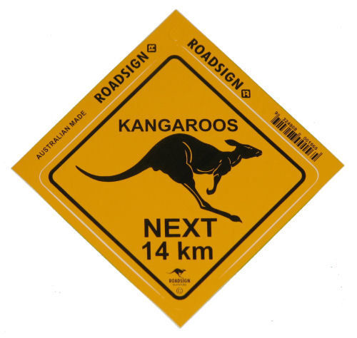 Aufkleber Warnschild Känguru ca. 8½ x 8½cm