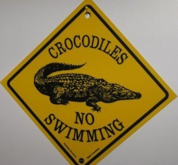 Aufkleber Warnschild Krokodil / Crocodile ca. ca. 8½ x 8½cm